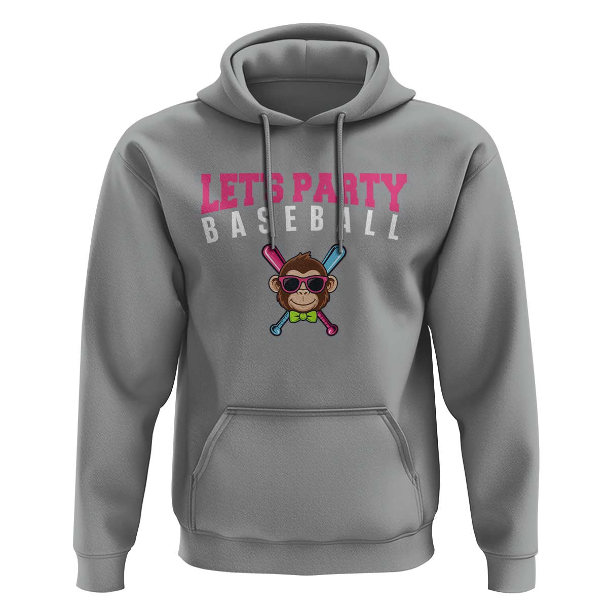Let's Party Baseball Monkey Hoodie Ball Party Game Day Vibes