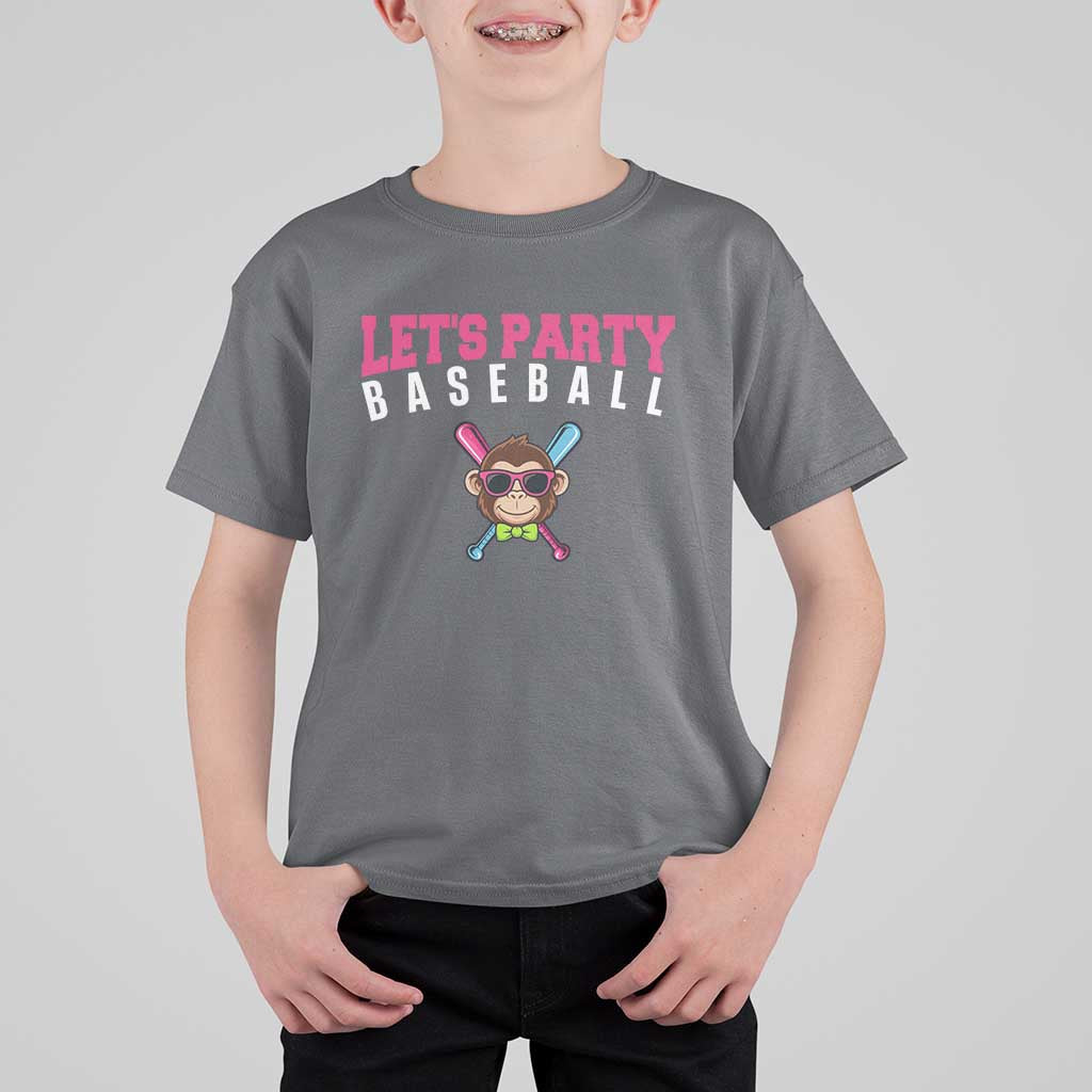 Let's Party Baseball Monkey T Shirt For Kid Ball Party Game Day Vibes