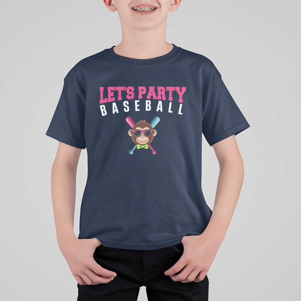 Let's Party Baseball Monkey T Shirt For Kid Ball Party Game Day Vibes