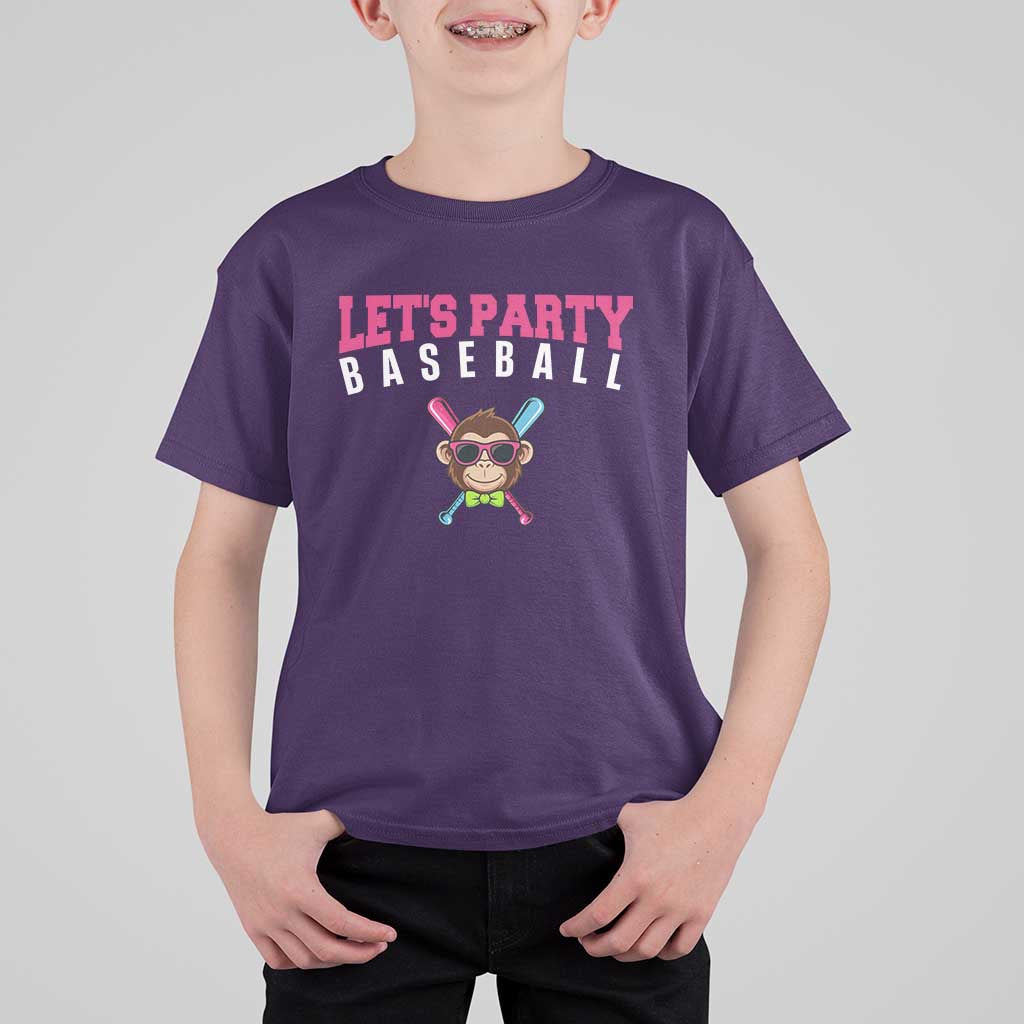 Let's Party Baseball Monkey T Shirt For Kid Ball Party Game Day Vibes