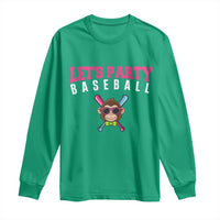 Let's Party Baseball Monkey Long Sleeve Shirt Ball Party Game Day Vibes