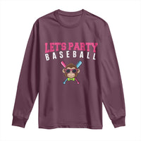 Let's Party Baseball Monkey Long Sleeve Shirt Ball Party Game Day Vibes