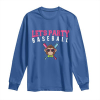 Let's Party Baseball Monkey Long Sleeve Shirt Ball Party Game Day Vibes