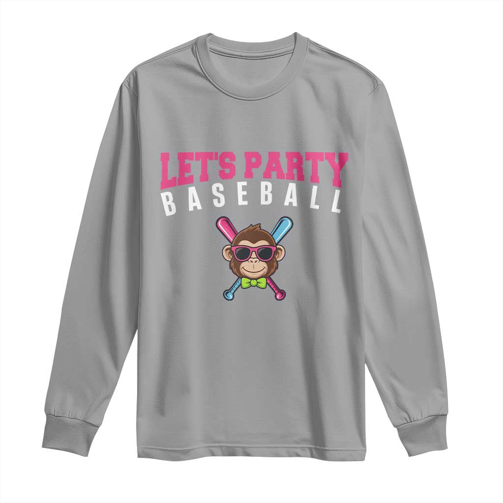 Let's Party Baseball Monkey Long Sleeve Shirt Ball Party Game Day Vibes