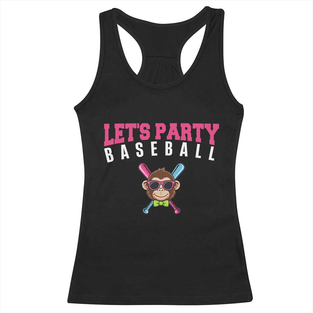 Let's Party Baseball Monkey Racerback Tank Top Ball Party Game Day Vibes