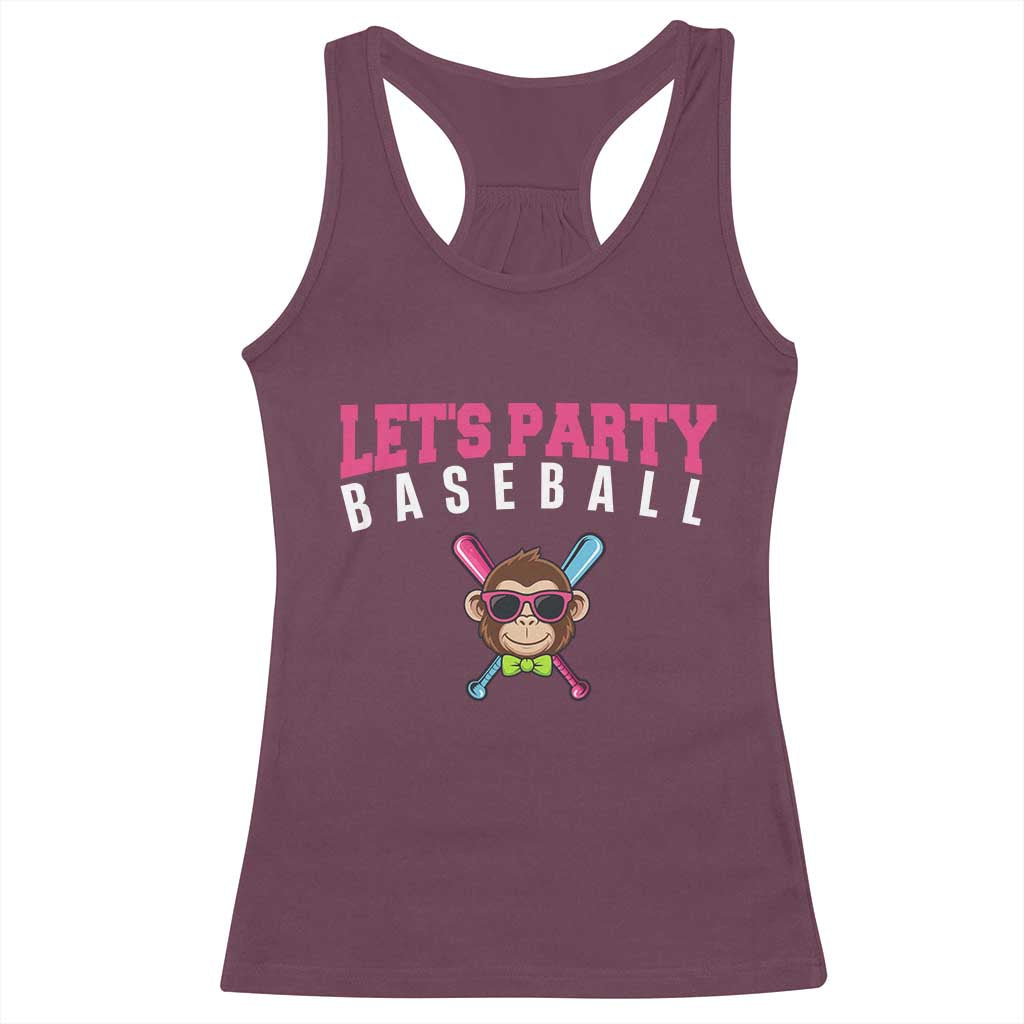 Let's Party Baseball Monkey Racerback Tank Top Ball Party Game Day Vibes