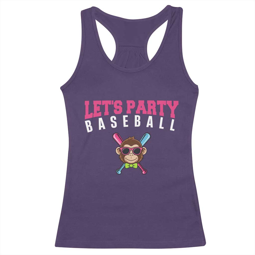 Let's Party Baseball Monkey Racerback Tank Top Ball Party Game Day Vibes