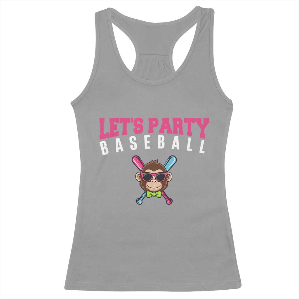 Let's Party Baseball Monkey Racerback Tank Top Ball Party Game Day Vibes