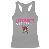 Let's Party Baseball Monkey Racerback Tank Top Ball Party Game Day Vibes