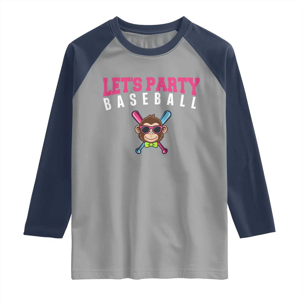 Let's Party Baseball Monkey Raglan Shirt Ball Party Game Day Vibes