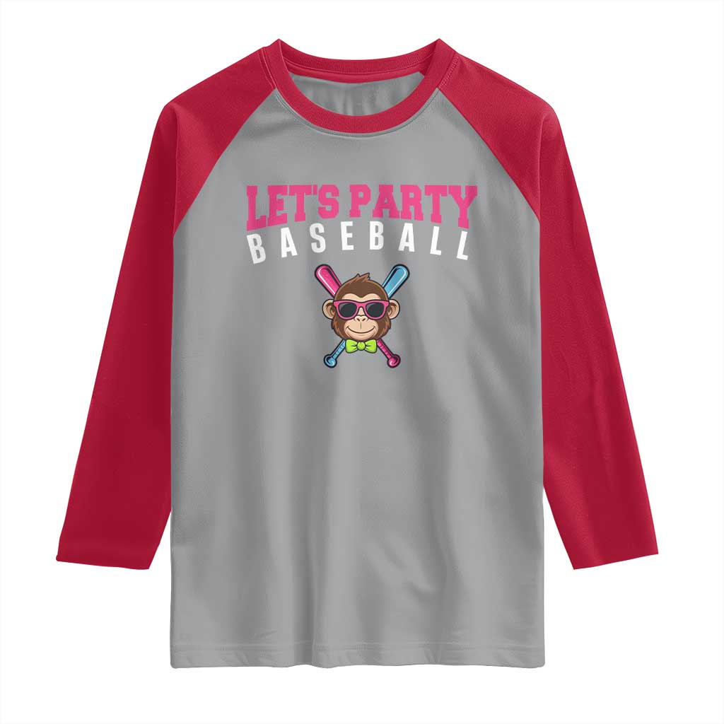 Let's Party Baseball Monkey Raglan Shirt Ball Party Game Day Vibes