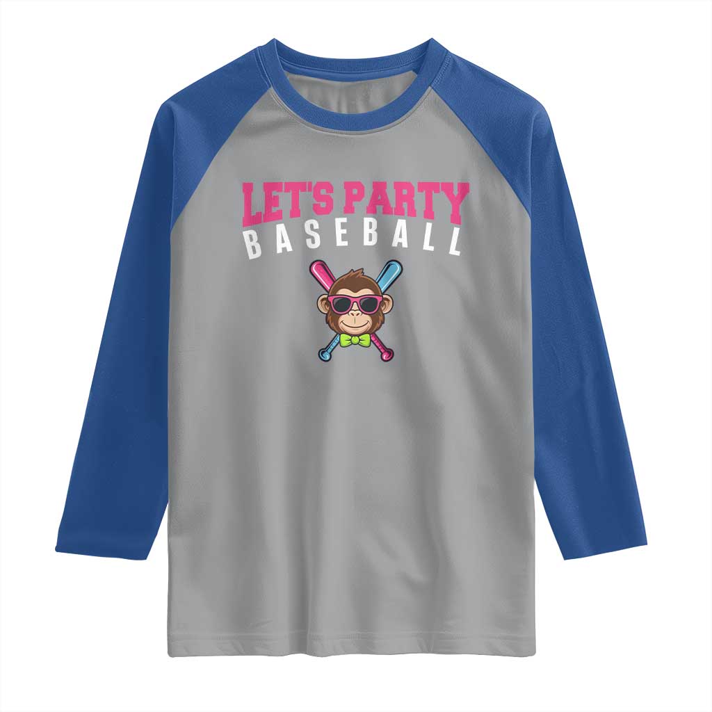 Let's Party Baseball Monkey Raglan Shirt Ball Party Game Day Vibes