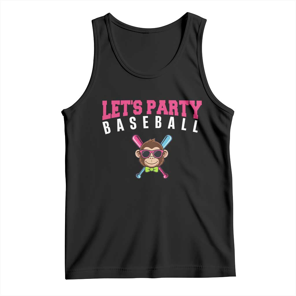 Let's Party Baseball Monkey Tank Top Ball Party Game Day Vibes TS02