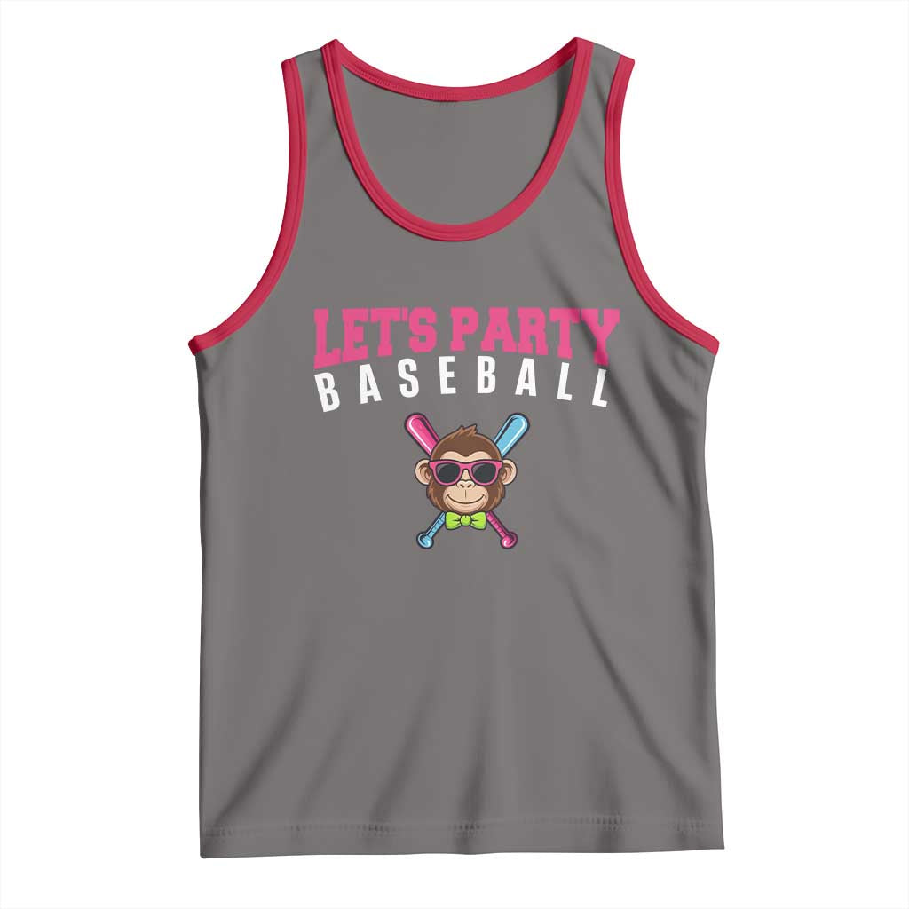 Let's Party Baseball Monkey Tank Top Ball Party Game Day Vibes TS02