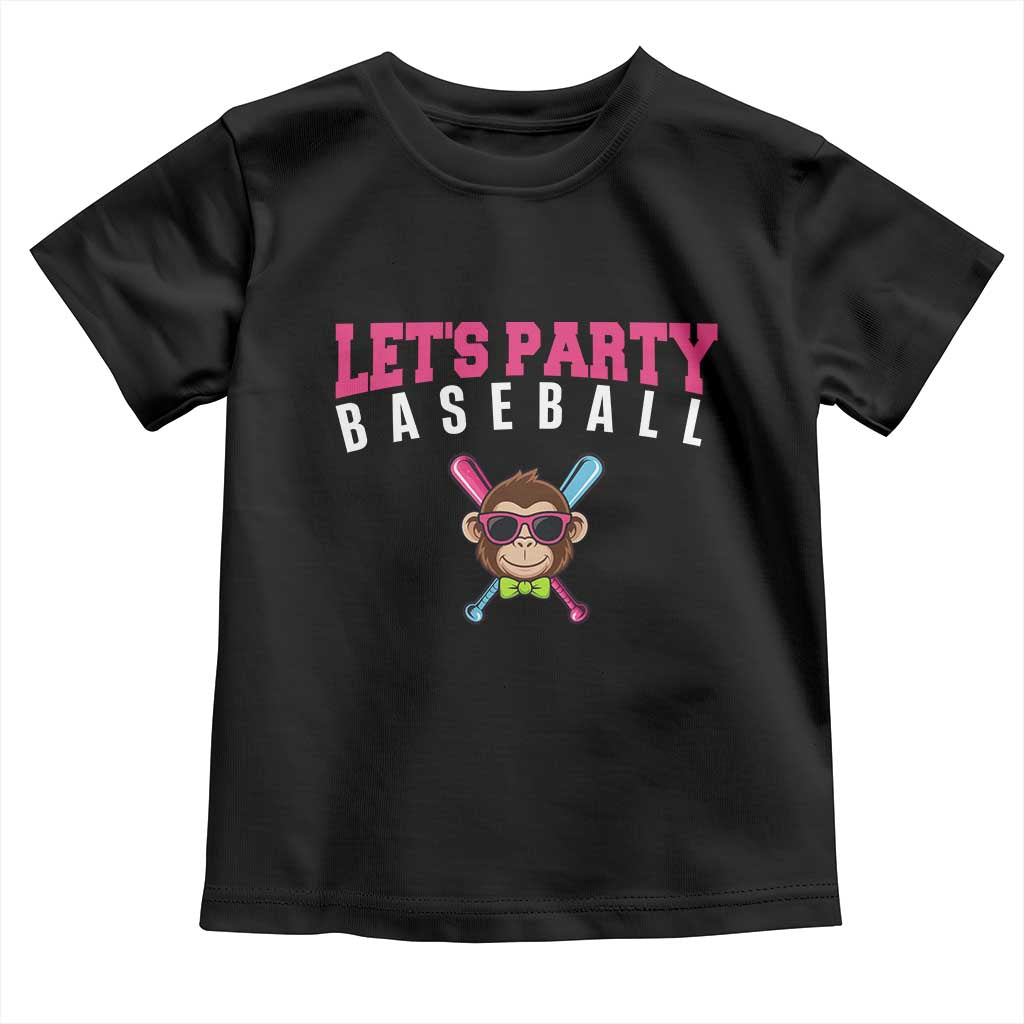 Let's Party Baseball Monkey Toddler T Shirt Ball Party Game Day Vibes