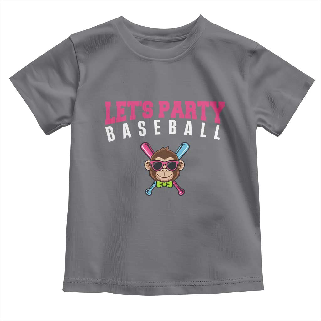 Let's Party Baseball Monkey Toddler T Shirt Ball Party Game Day Vibes