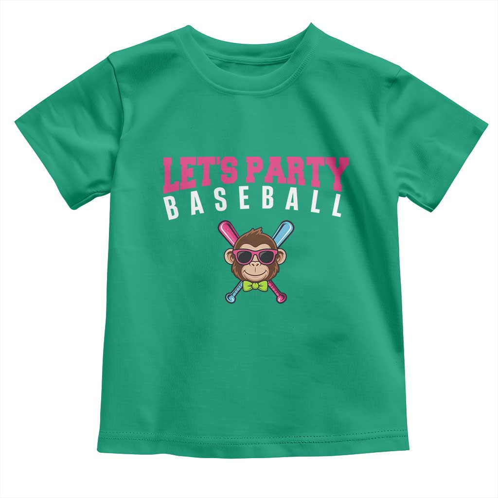 Let's Party Baseball Monkey Toddler T Shirt Ball Party Game Day Vibes