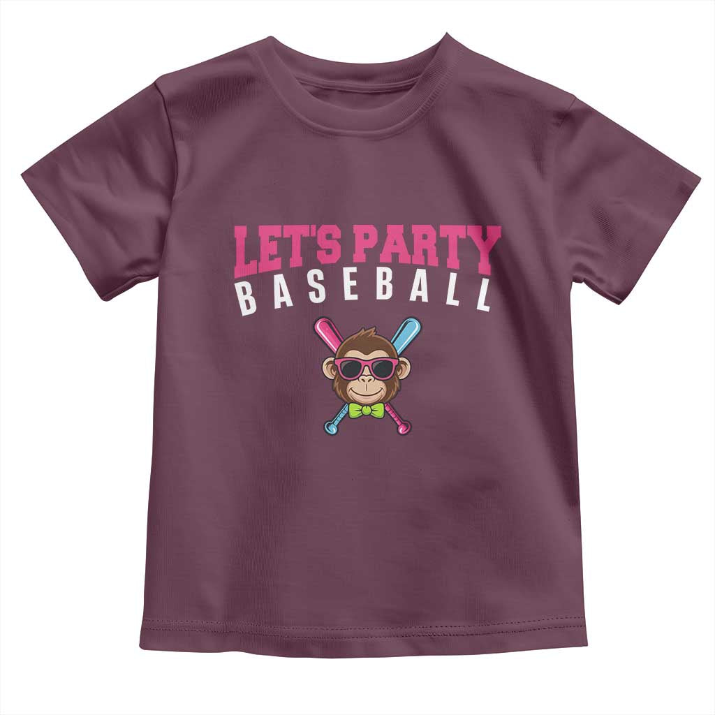 Let's Party Baseball Monkey Toddler T Shirt Ball Party Game Day Vibes