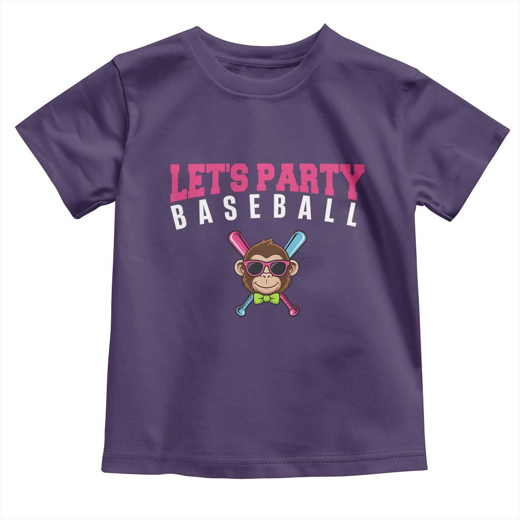 Let's Party Baseball Monkey Toddler T Shirt Ball Party Game Day Vibes