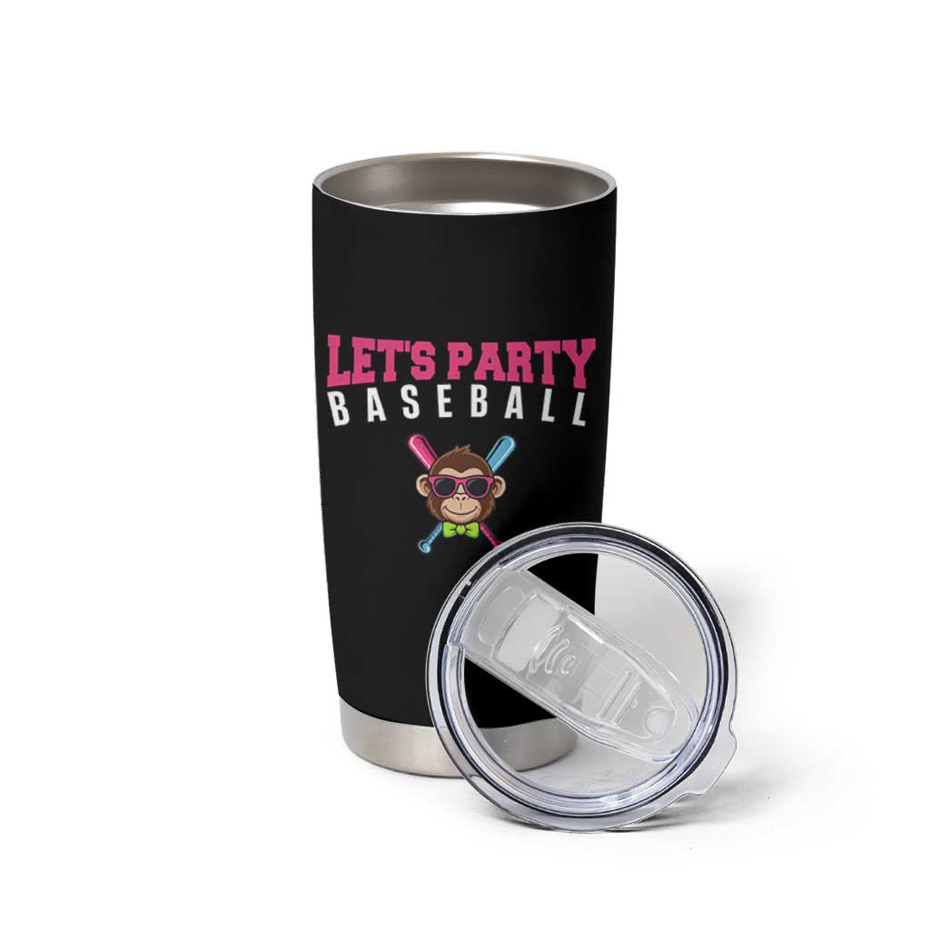 Let's Party Baseball Monkey Tumbler Cup Ball Party Game Day Vibes