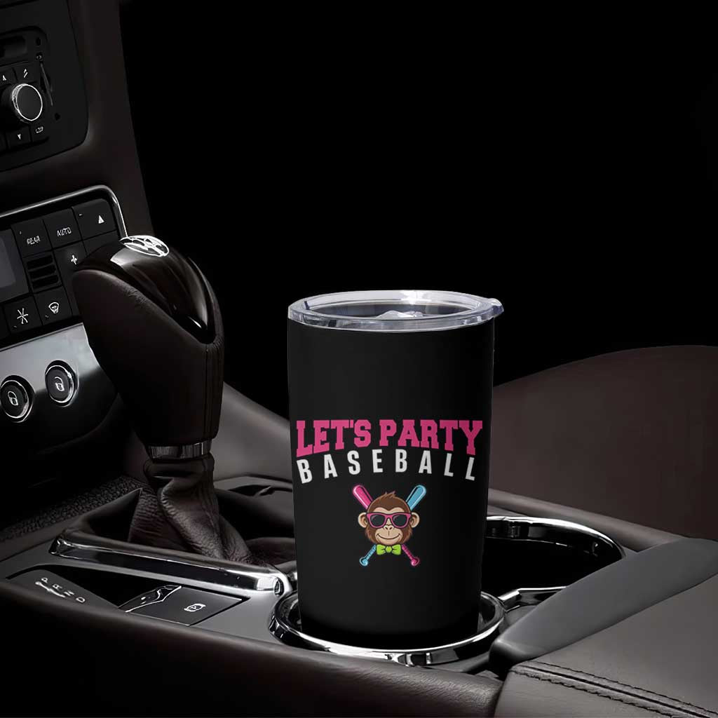 Let's Party Baseball Monkey Tumbler Cup Ball Party Game Day Vibes