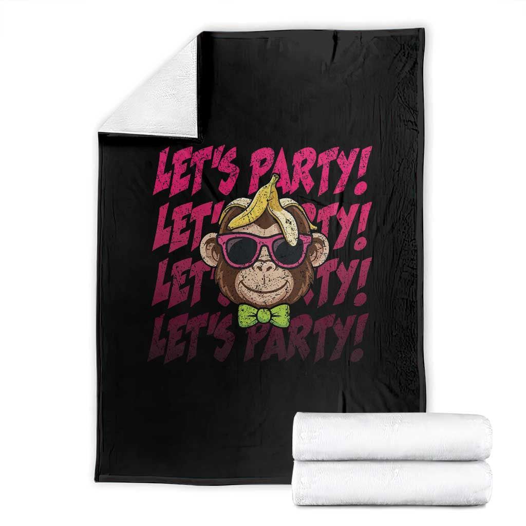 Lets Party Monkey Baseball Throw Blanket Funny Ball Party Game Day Fans