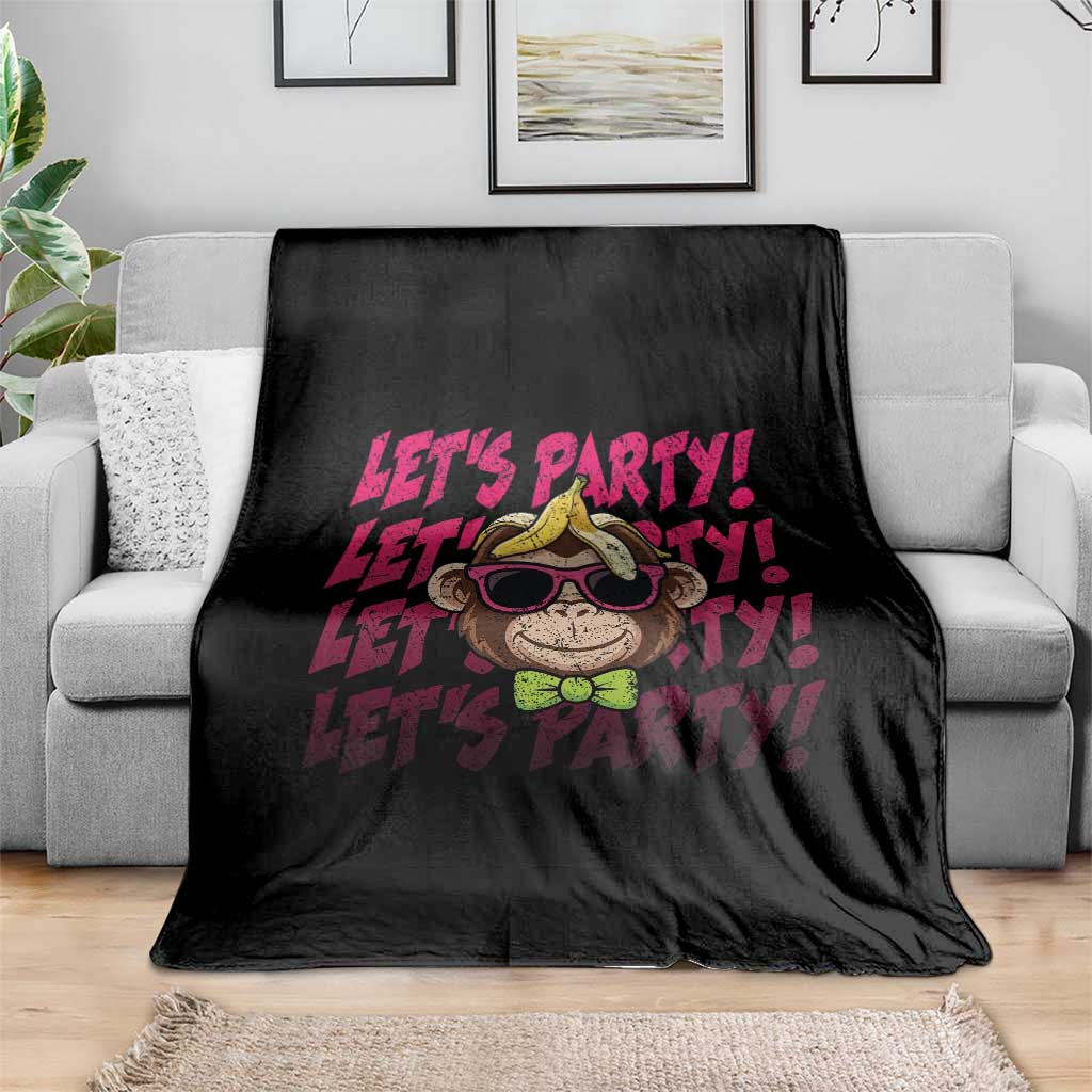 Lets Party Monkey Baseball Throw Blanket Funny Ball Party Game Day Fans