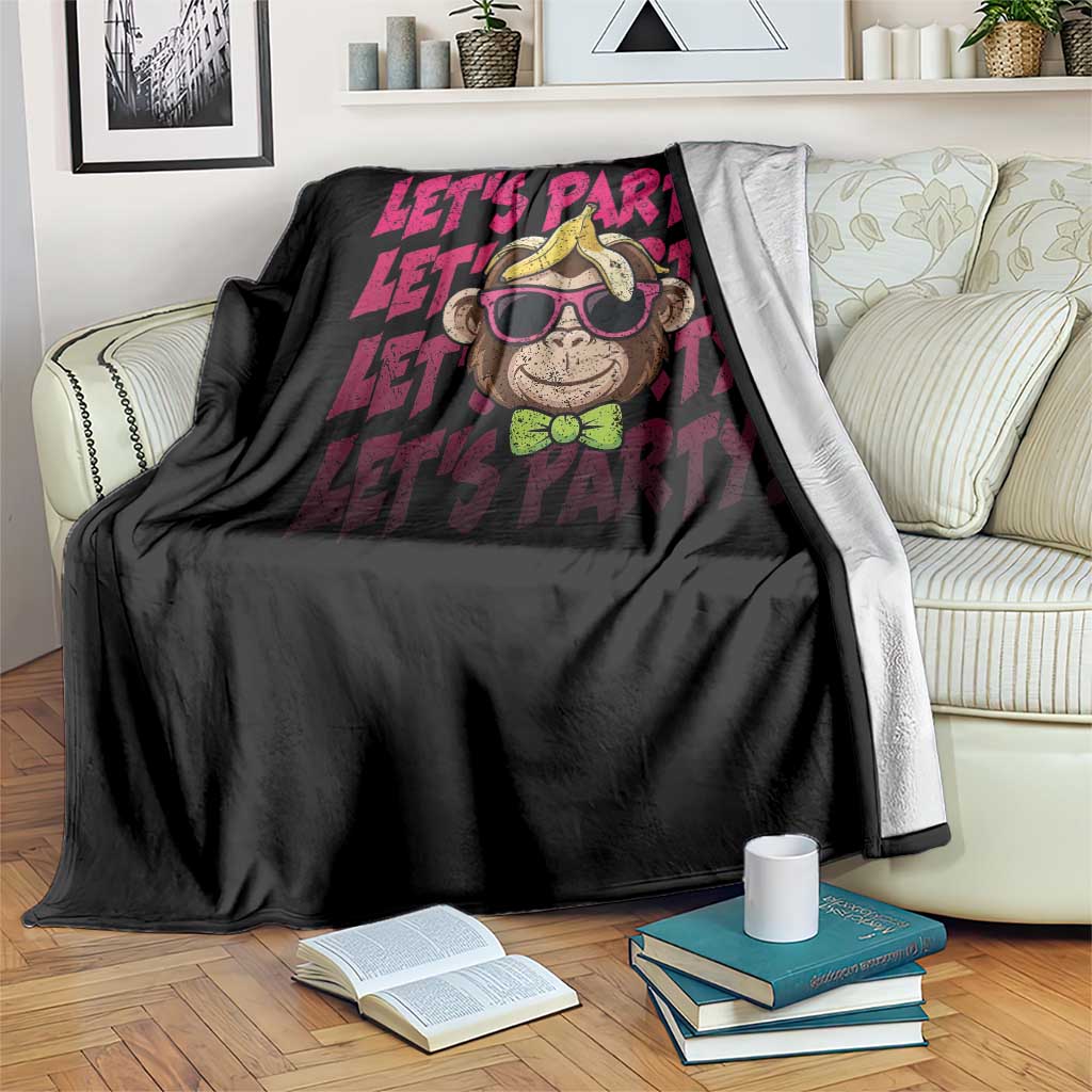 Lets Party Monkey Baseball Throw Blanket Funny Ball Party Game Day Fans