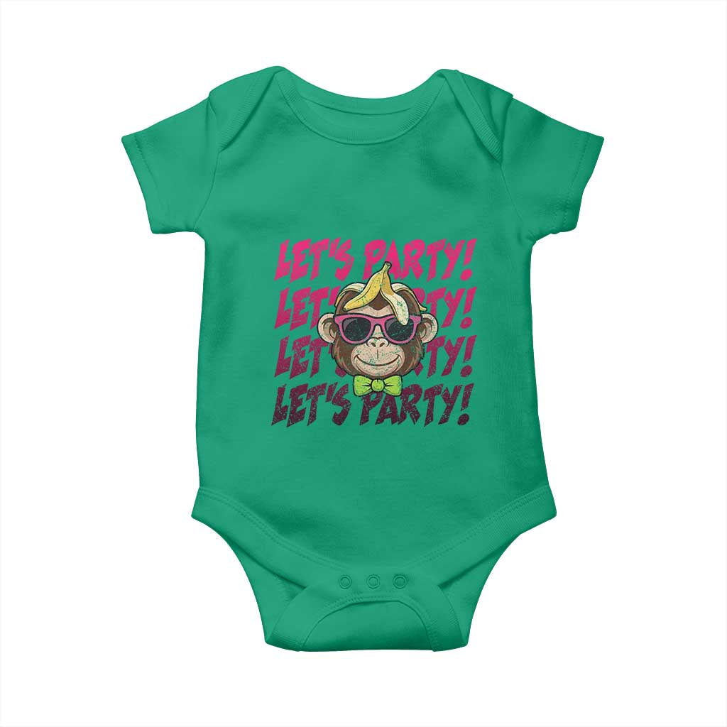 Lets Party Monkey Baseball Baby Onesie Funny Ball Party Game Day Fans