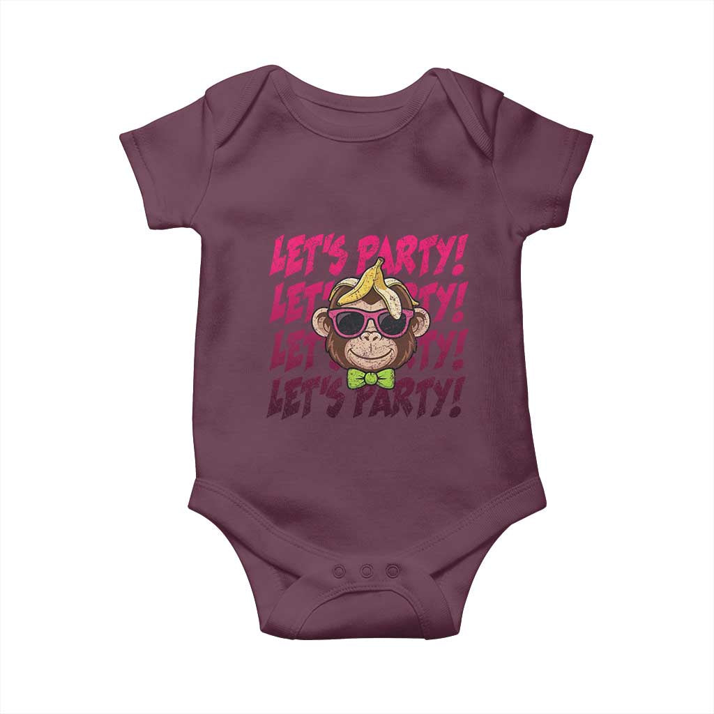 Lets Party Monkey Baseball Baby Onesie Funny Ball Party Game Day Fans