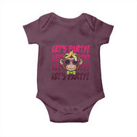 Lets Party Monkey Baseball Baby Onesie Funny Ball Party Game Day Fans