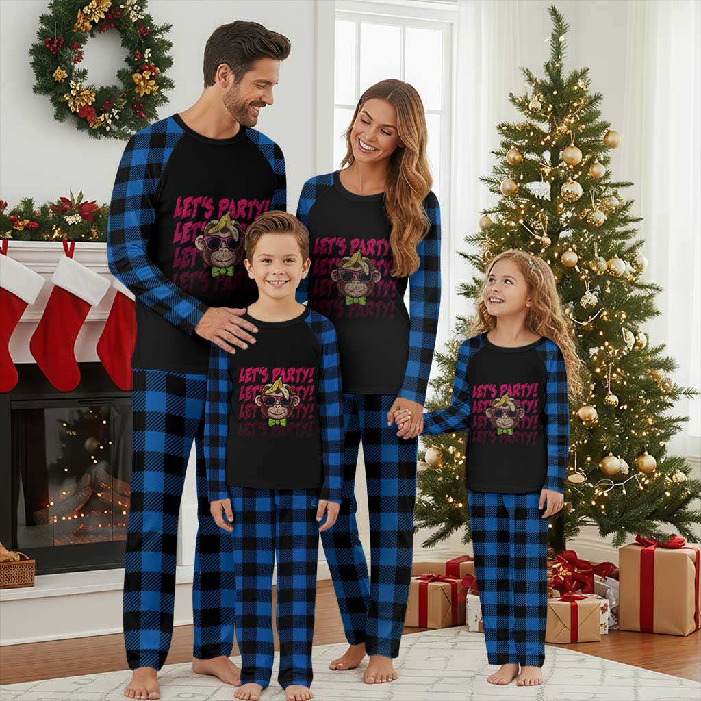 Lets Party Monkey Baseball Plaid Pajama Set Funny Ball Party Game Day Fans