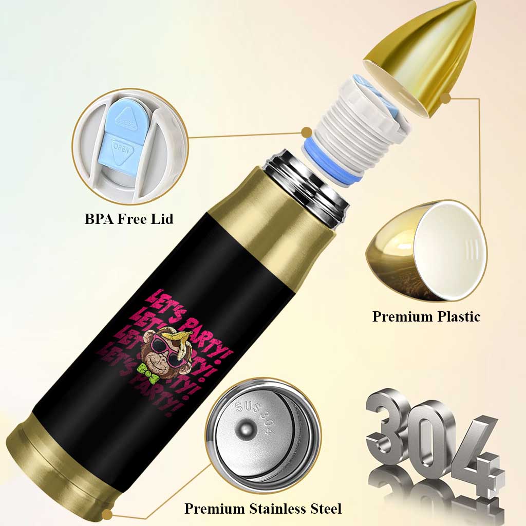 Lets Party Monkey Baseball Bullet Tumbler Funny Ball Party Game Day Fans
