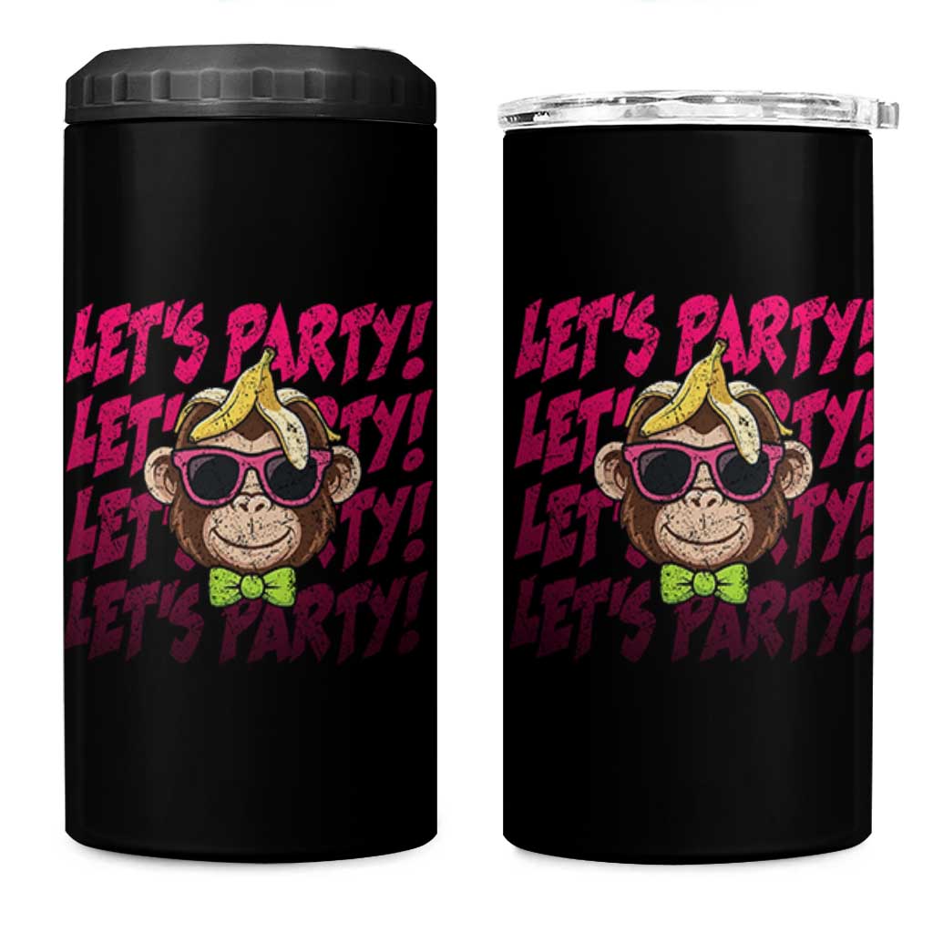Lets Party Monkey Baseball 4 in 1 Can Cooler Tumbler Funny Ball Party Game Day Fans