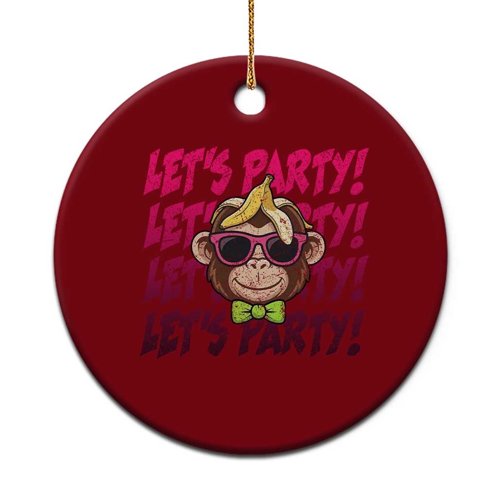 Lets Party Monkey Baseball Ceramic Ornament Funny Ball Party Game Day Fans