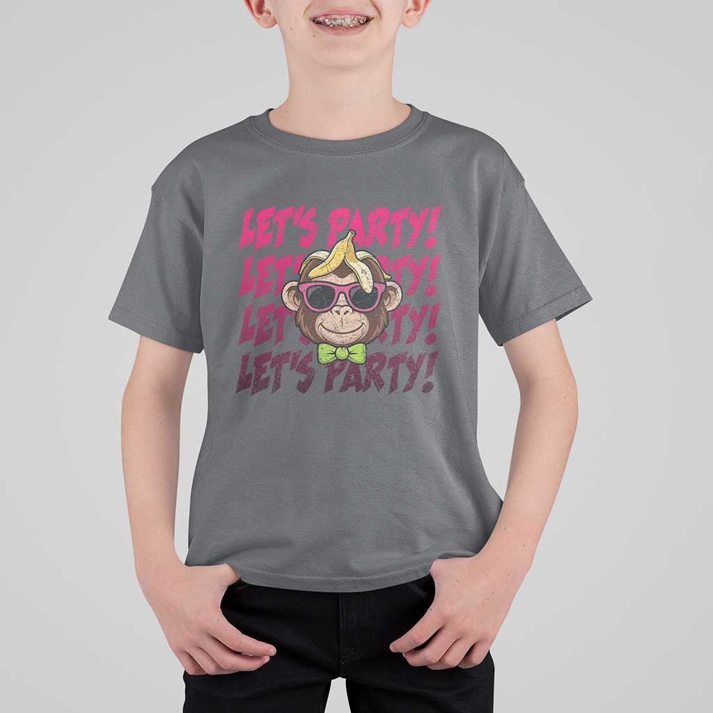 Lets Party Monkey Baseball T Shirt For Kid Funny Ball Party Game Day Fans
