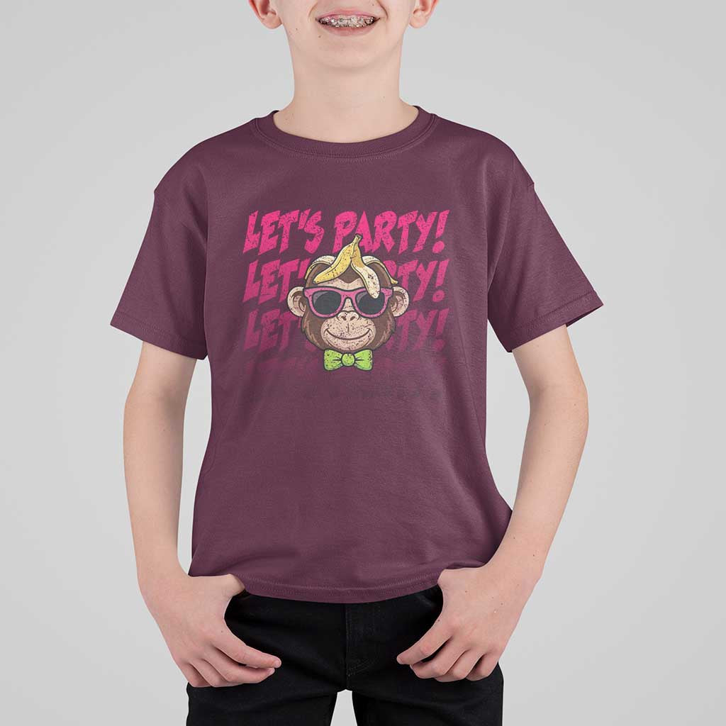 Lets Party Monkey Baseball T Shirt For Kid Funny Ball Party Game Day Fans