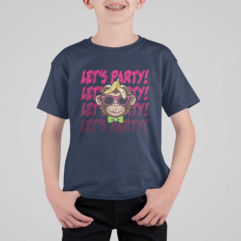 Lets Party Monkey Baseball T Shirt For Kid Funny Ball Party Game Day Fans