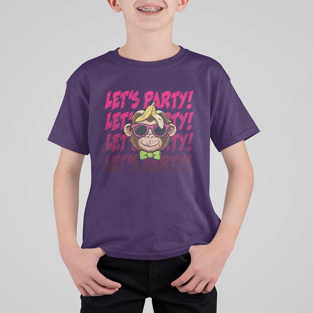 Lets Party Monkey Baseball T Shirt For Kid Funny Ball Party Game Day Fans