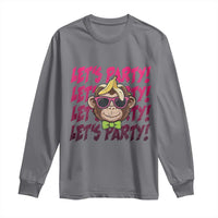 Lets Party Monkey Baseball Long Sleeve Shirt Funny Ball Party Game Day Fans