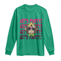Lets Party Monkey Baseball Long Sleeve Shirt Funny Ball Party Game Day Fans