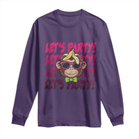 Lets Party Monkey Baseball Long Sleeve Shirt Funny Ball Party Game Day Fans