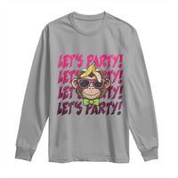 Lets Party Monkey Baseball Long Sleeve Shirt Funny Ball Party Game Day Fans