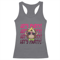 Lets Party Monkey Baseball Racerback Tank Top Funny Ball Party Game Day Fans