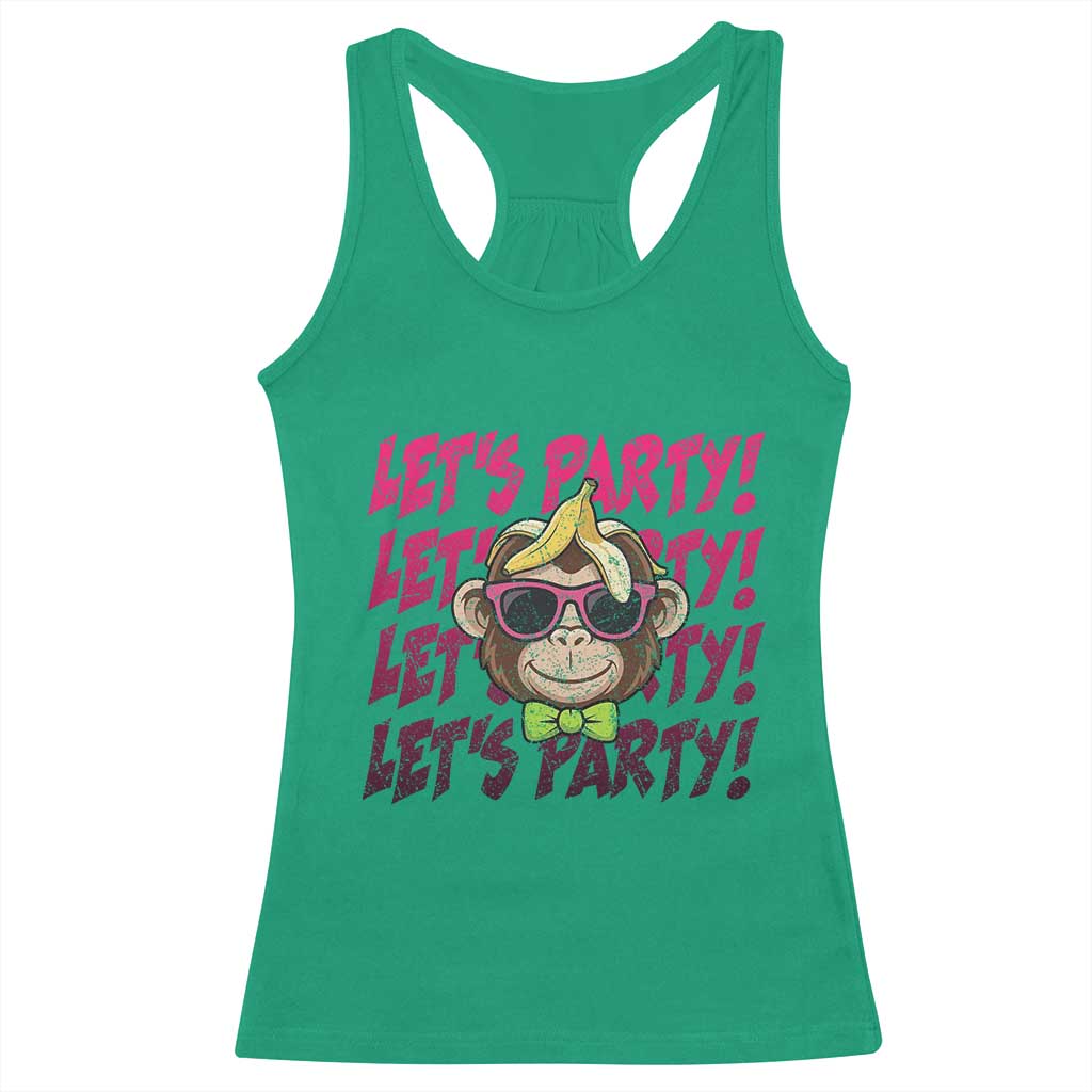 Lets Party Monkey Baseball Racerback Tank Top Funny Ball Party Game Day Fans
