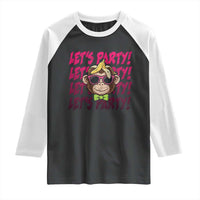 Lets Party Monkey Baseball Raglan Shirt Funny Ball Party Game Day Fans