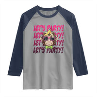 Lets Party Monkey Baseball Raglan Shirt Funny Ball Party Game Day Fans