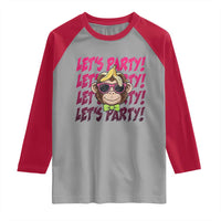 Lets Party Monkey Baseball Raglan Shirt Funny Ball Party Game Day Fans