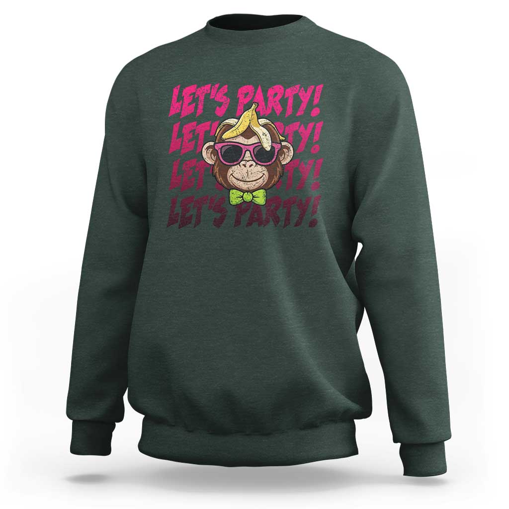 Lets Party Monkey Baseball Sweatshirt Funny Ball Party Game Day Fans