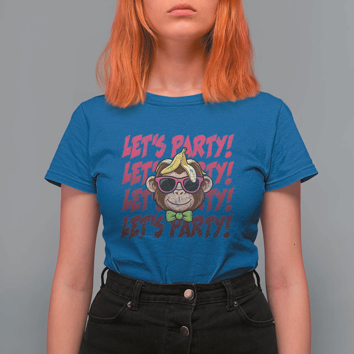 Lets Party Monkey Baseball T Shirt For Women Funny Ball Party Game Day Fans